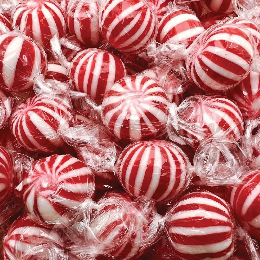 Jumbo Mint Balls - 2 Pound Bulk Pack - Peppermint Candy Individually Wrapped - Classic Peppermint Hard Candy for Jars, Office Bowls, and Party Favors