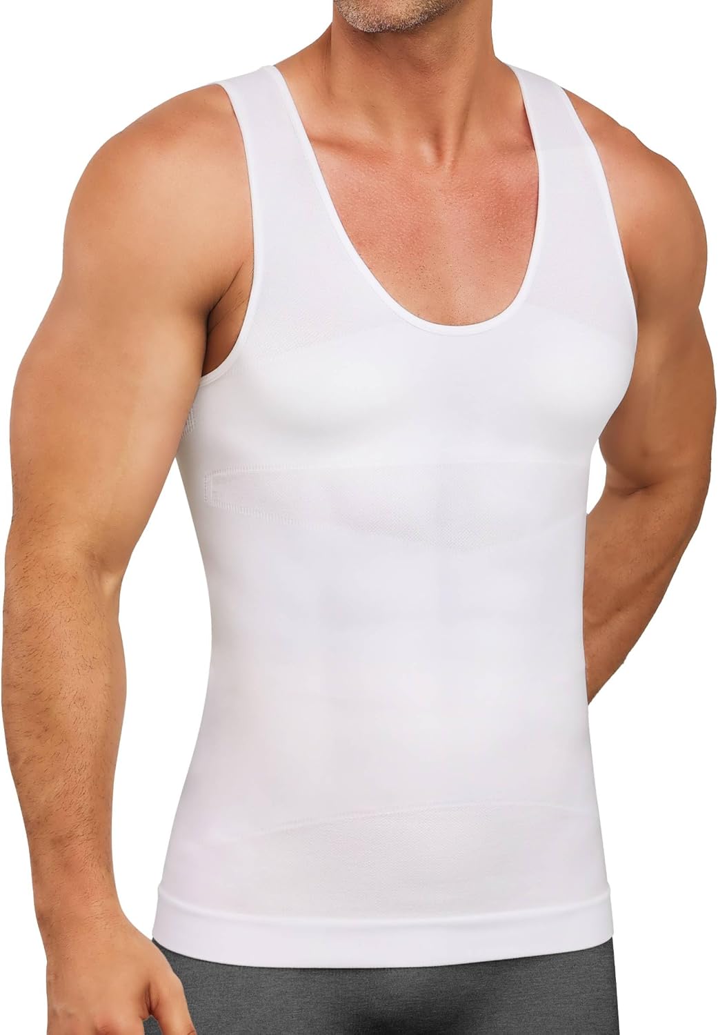SLIMBELLE Shapewear Men's Belly Away Undershirt Body Shaper Elastic Compression Shirt Men's Figure Shaping Tummy Control Underwear Tank Top Sleeveless Waist Shaper Vest