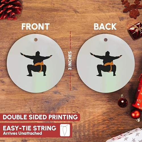 Miniatura 10 de 3dRose Diseño de luchador de sumo japonés en adorno de copo de nieve negro y naranja, 3 pulgadas