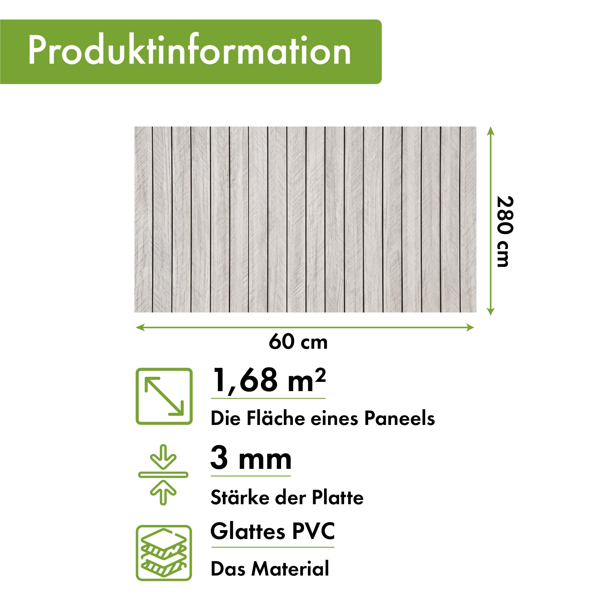 Panneaux muraux autocollants en PVC - 1,68 m² / 1 pièce, épaisseur de 3 mm, résistant à l'eau | Revêtement mural autocollant sans perçage pour cuisine, salle de bain, crédence & salon | Grace Baltic