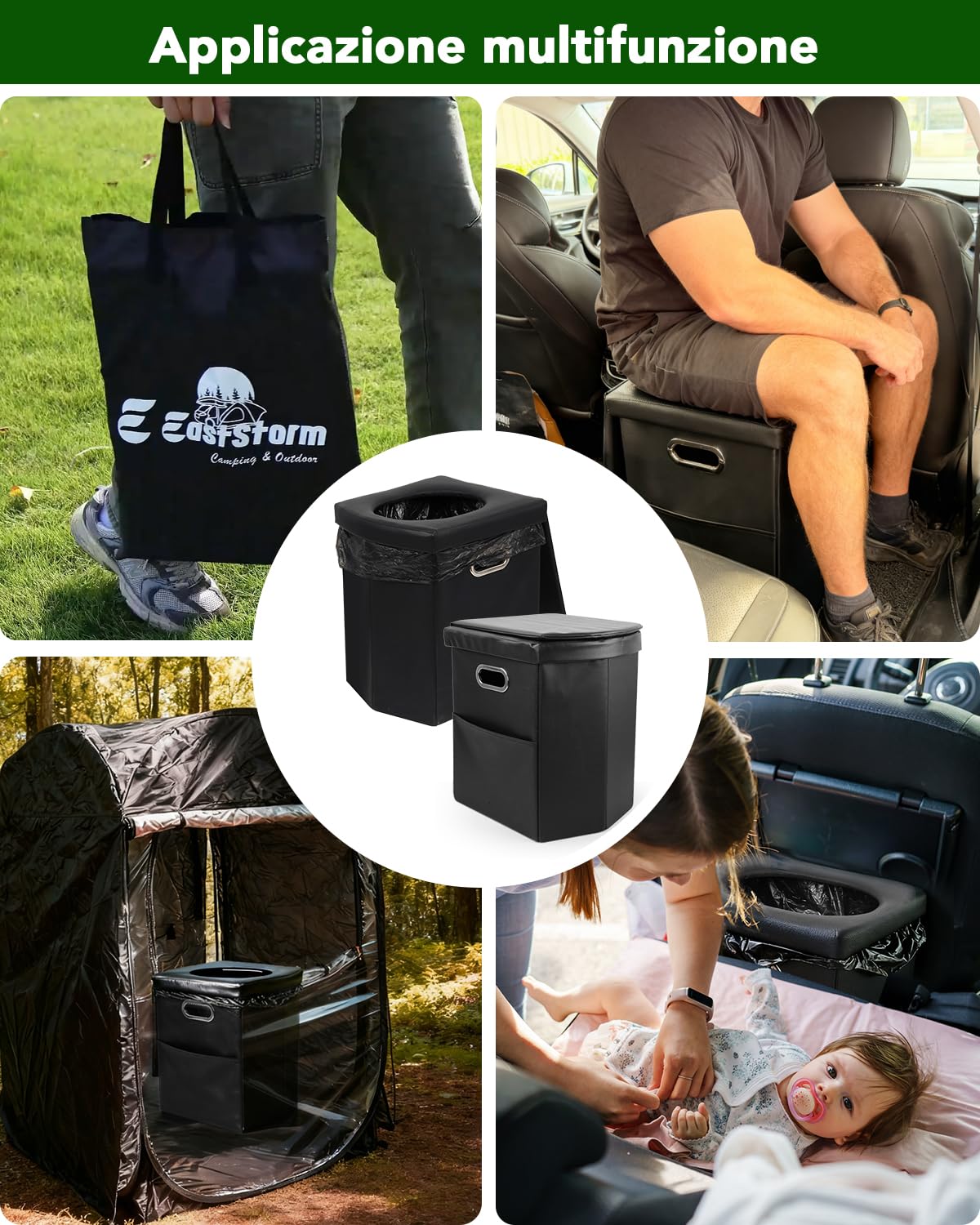 E EASTSTORM WC Portatile Adulti, Water Portatile Pieghevole, Toilette Portatile per Camper, Campeggio, Tenda, Cesso, Gabinetto Portatile