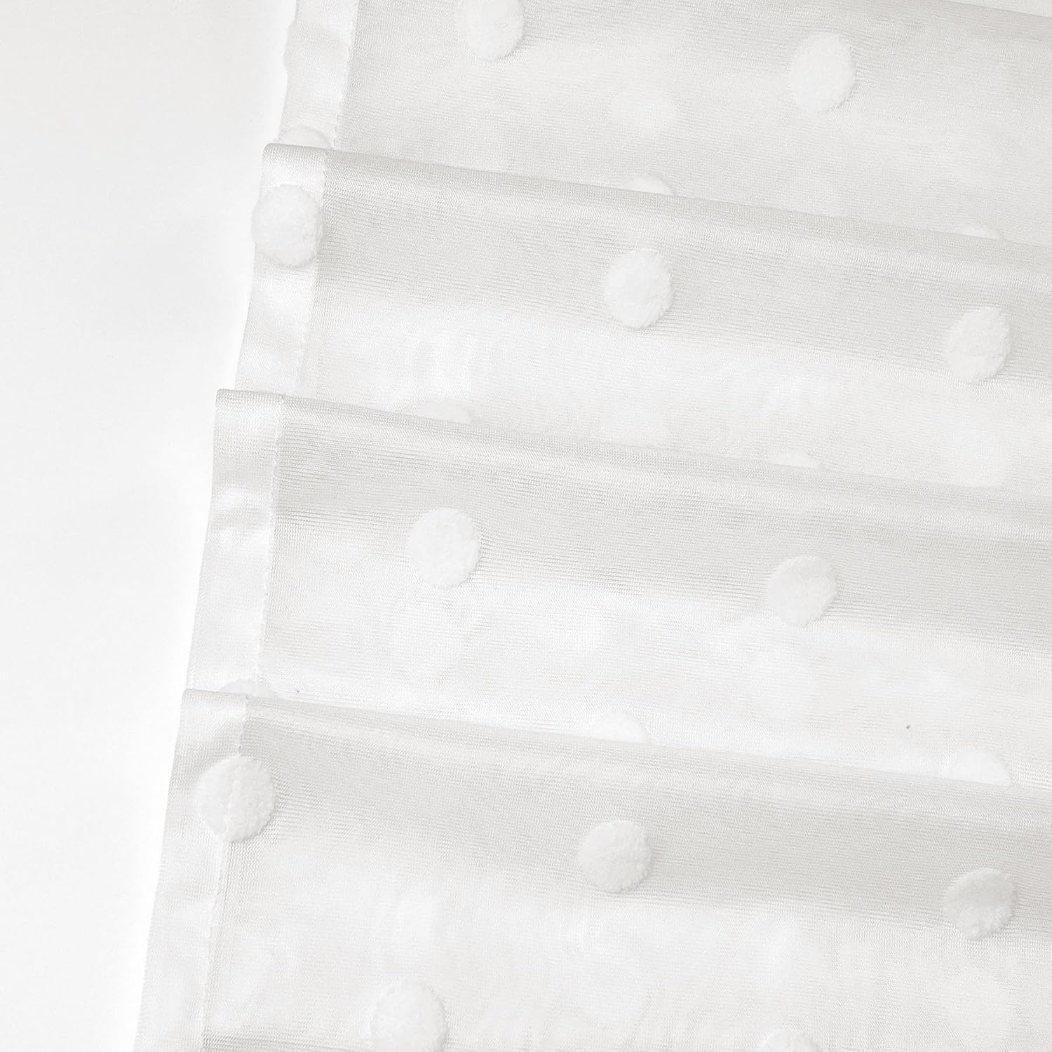 White Sheer Polka Dot Valance Curtains, 18 Inch Short Window Curtain