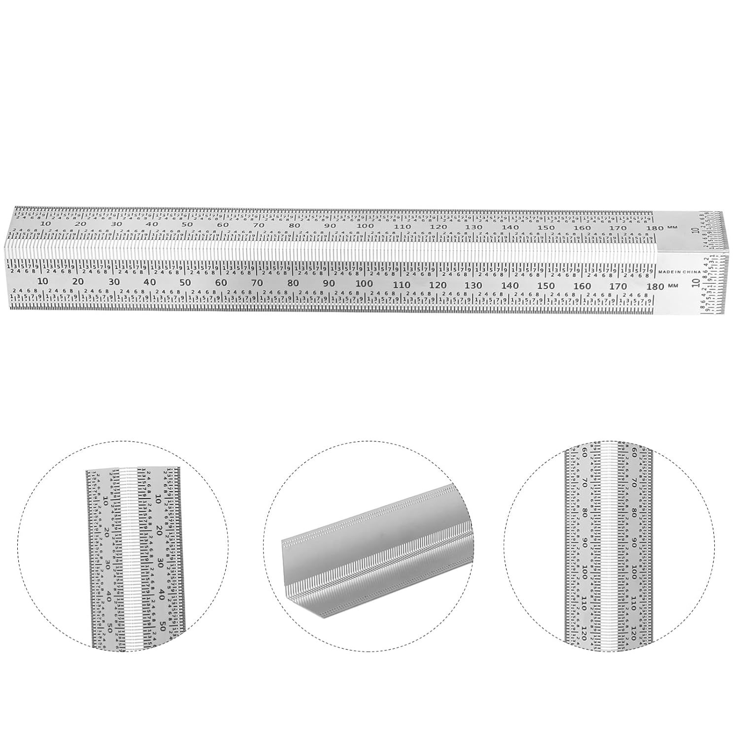 Hemoton 3pcs Stainless Steel Marking Ruler Woodworking Ruler Pocket Rule for Carpentry