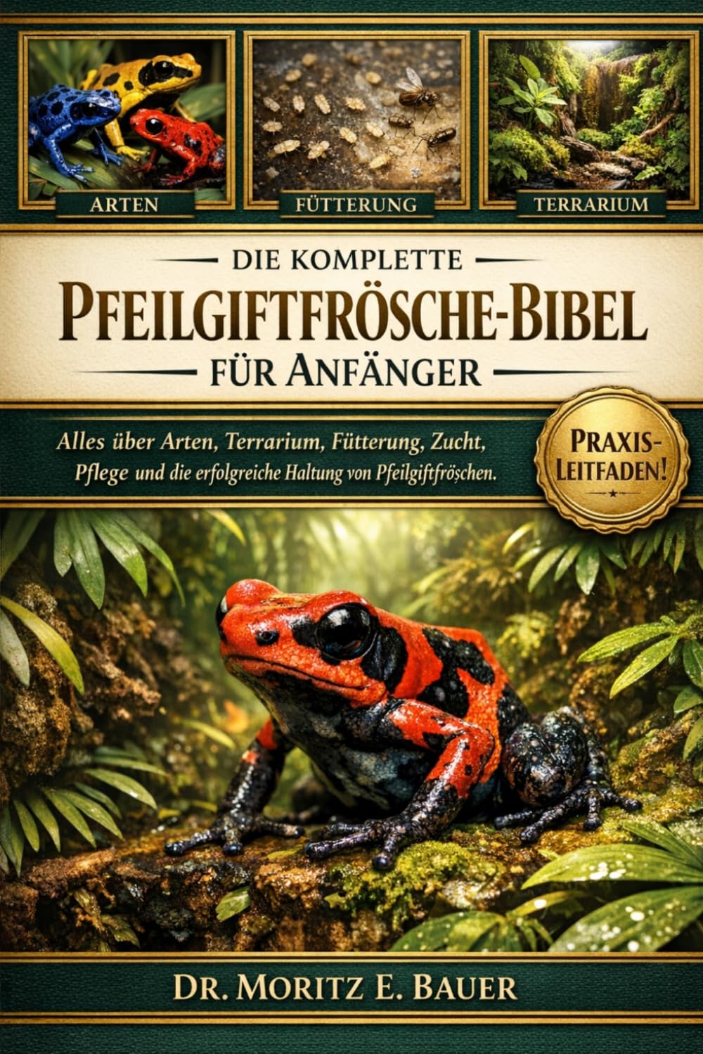DIE KOMPLETTE PFEILGIFTFRÖSCHE-BIBEL FÜR ANFÄNGER: Alles, was Sie über Pfeilgiftfrösche wissen müssen: Arten, Terrarieneinrichtung, Temperatur.....Pflege für Anfänger und Liebhaber