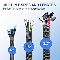 Vista 6 de Funda de gestión de cables para automóvil, telar de alambre dividido, resistente al calor, funda de cable de cargador de mascotas que no mastican