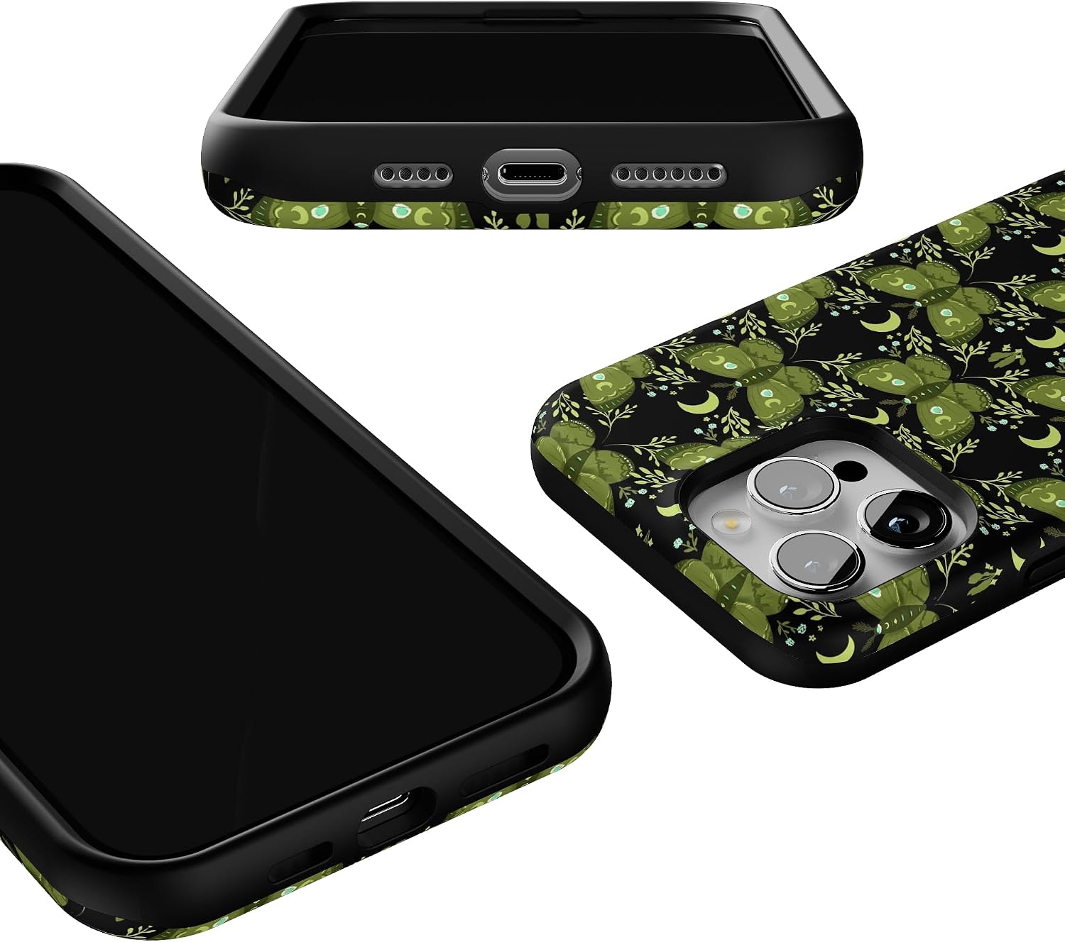 Casely iPhone 13 Pro Max Case | Mystic Moths | Green Twilight | Bold Protective Design | MagSafe Compatible Design