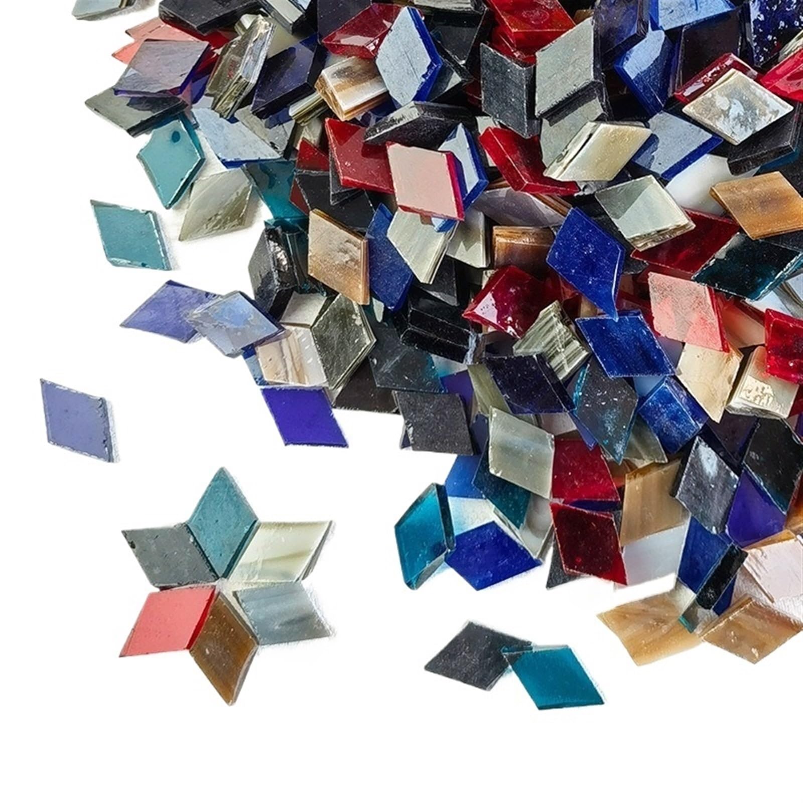 Mosaic Pieces 115g/4oz (Approx. 200pcs) Rhombic Mica Mosaic Tiles Translucent Micaceous Tile DIY Craft Materials Candleholder/Lampshade/Window for Home Garden Decoration Art Projects(Color 11)