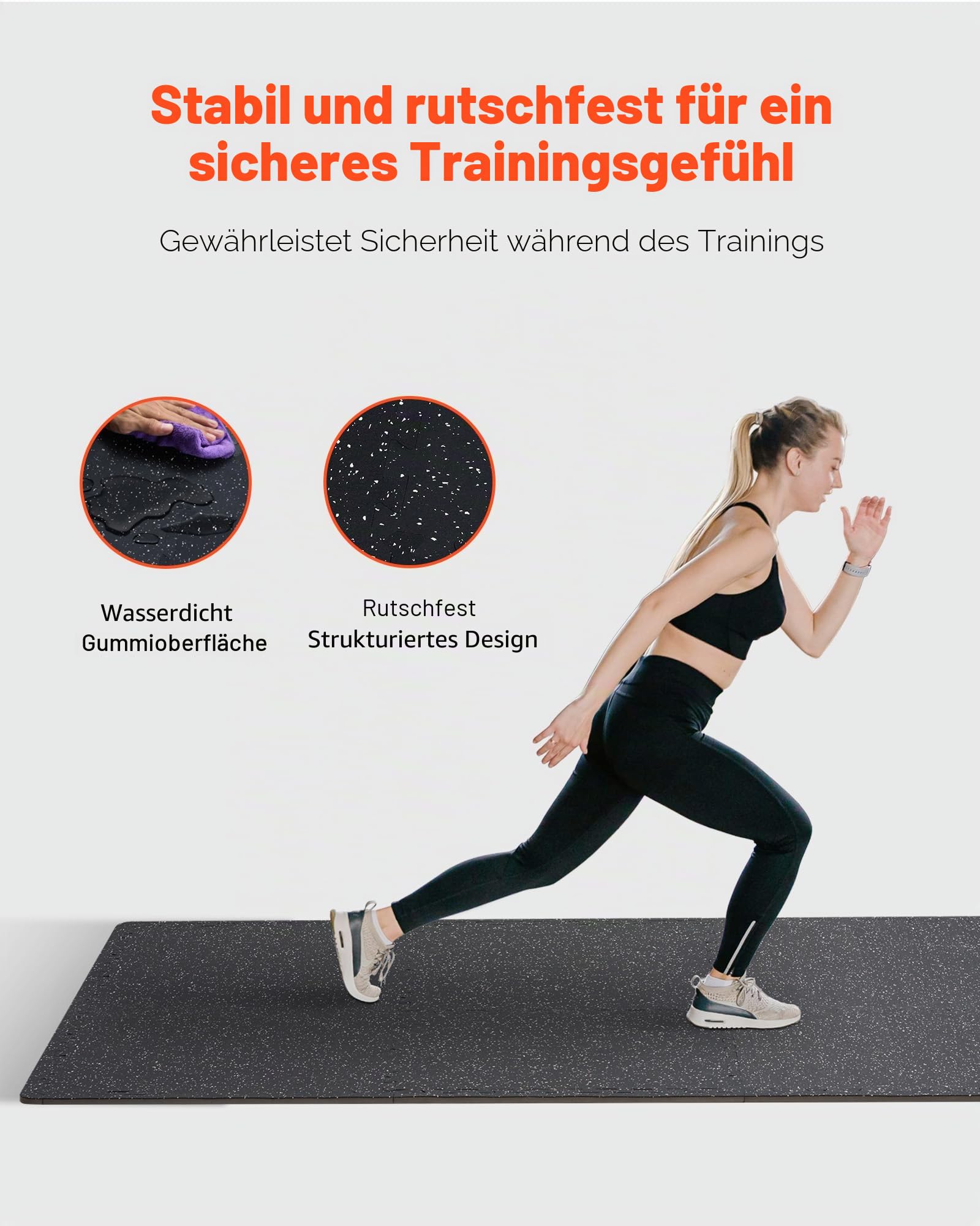 VEVOR Bodenmatten 12 STK. Gummioberfläche & Eva-Schaum, 61 x 61 cm Trainingsmatten mit 48 Quadratfuß Abdeckung, ineinandergreifende Gymnastikmatten für Fitnessstudio Garage, Schwarz & Weiß