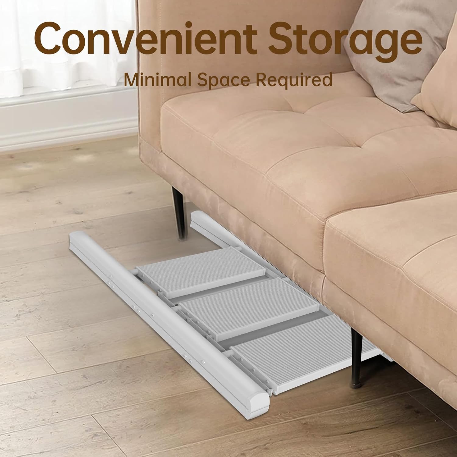 Foldable 3 Step Stool for Closet/Kitchen-Aluminium Gold Step Ladder Steps Stools, Folding 330lbs Lightweight Ladders with Anti-Slip Wide Pedal, Portable Kids/Adults Ladder