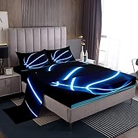 Vista 44 de Erosebridal Graffiti Rugby Ball Sheet Set Twin Colorful Rugby Helmet Bed Sheets Set, Sports Sheets for Boys Girls Football Game Flat Fitted Sheet