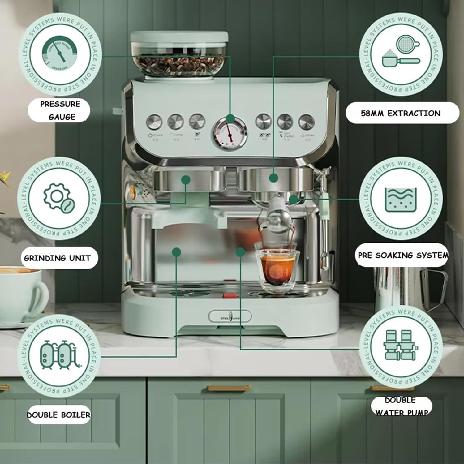 15 bar Electric hot Coffee Maker Coffee Machine Automatic Espresso Coffee Makers for Hotel