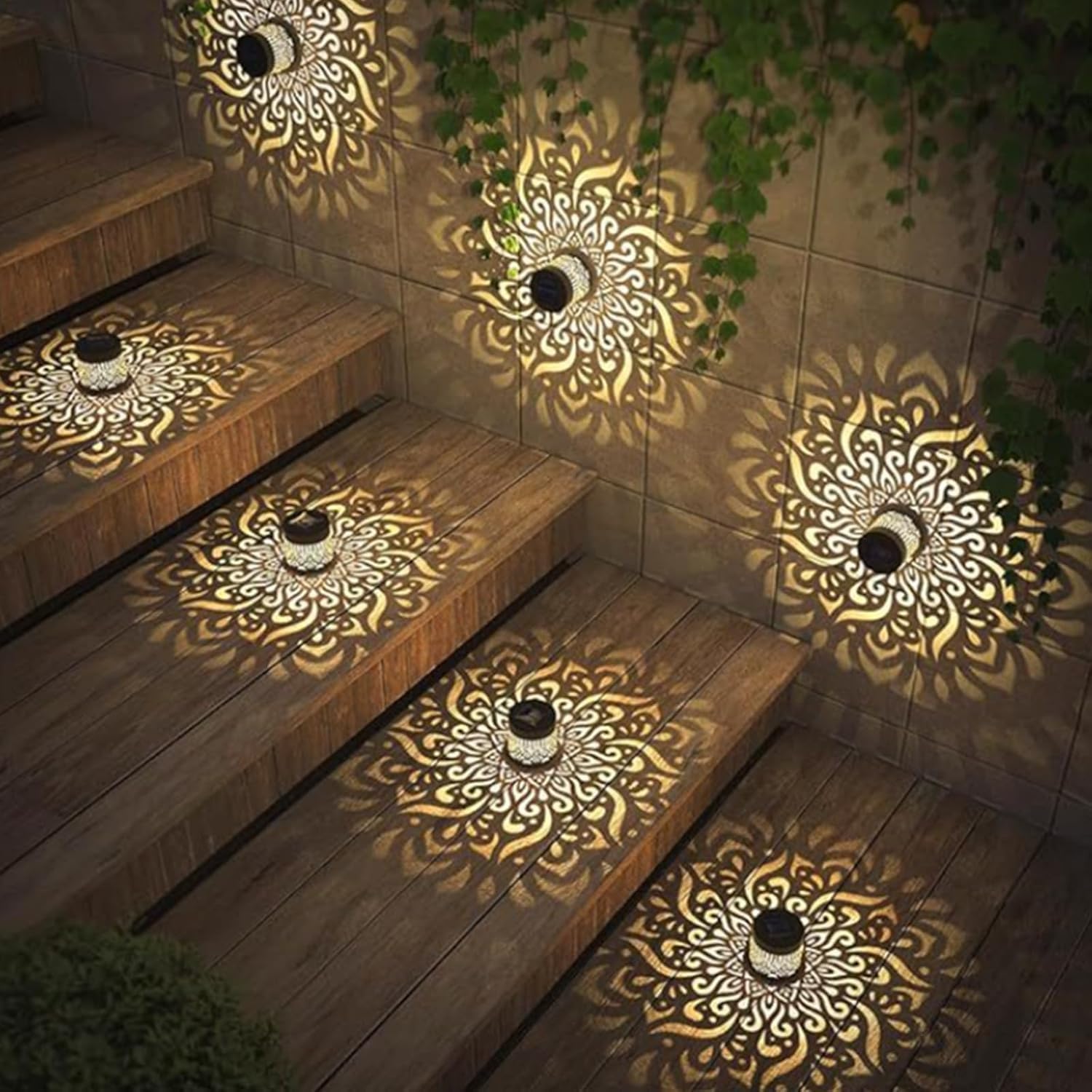 Decorative Solar Mandala Lights, Solar Mandala Lights Outdoor, Mandala Theme Waterproof Fence Light for Garden Post Patio Backyard Yard Decor (4PCS)