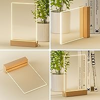 Vista 2 de Bemaystar Base de madera con luz LED, adecuado para placas, álbumes de fotos, base de luz nocturna cálida rectangular