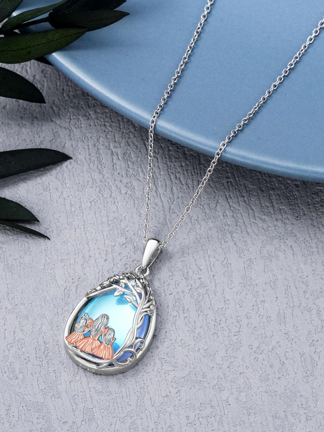 Dorunmo Mother and Father 1/2/3 Daughters/Son Necklace 925 Sterling Silver Sisters Gifts Moonstone Mother's Day Jewelry Gifts for Daughter Mom - Image 5