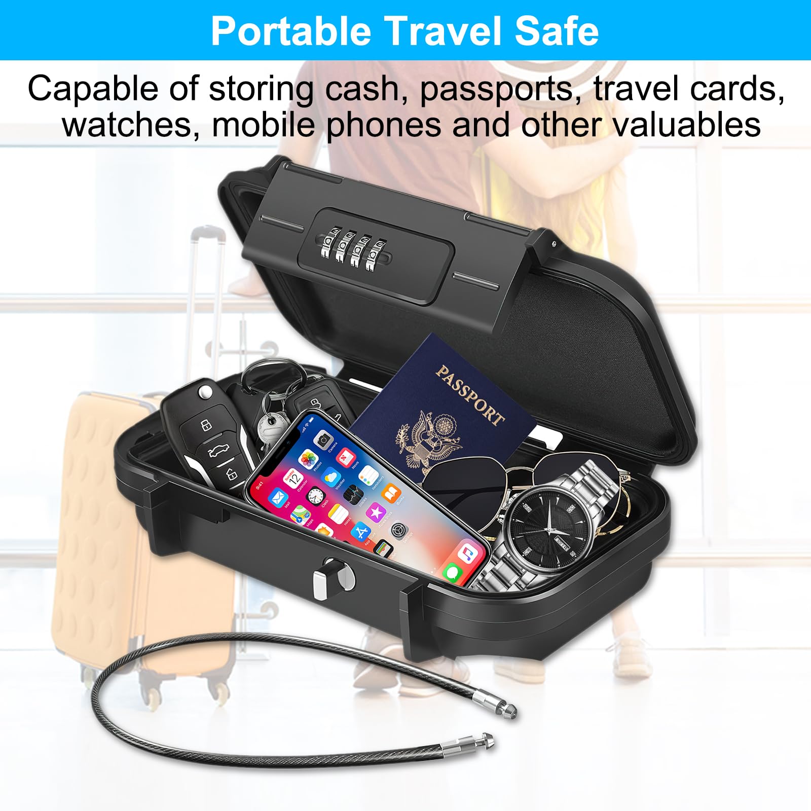 Cassaforte Portatile Con Combinazione - Impermeabile, Con Cavo In Acciaio, Per Viaggi E Spiaggia - Foto 14