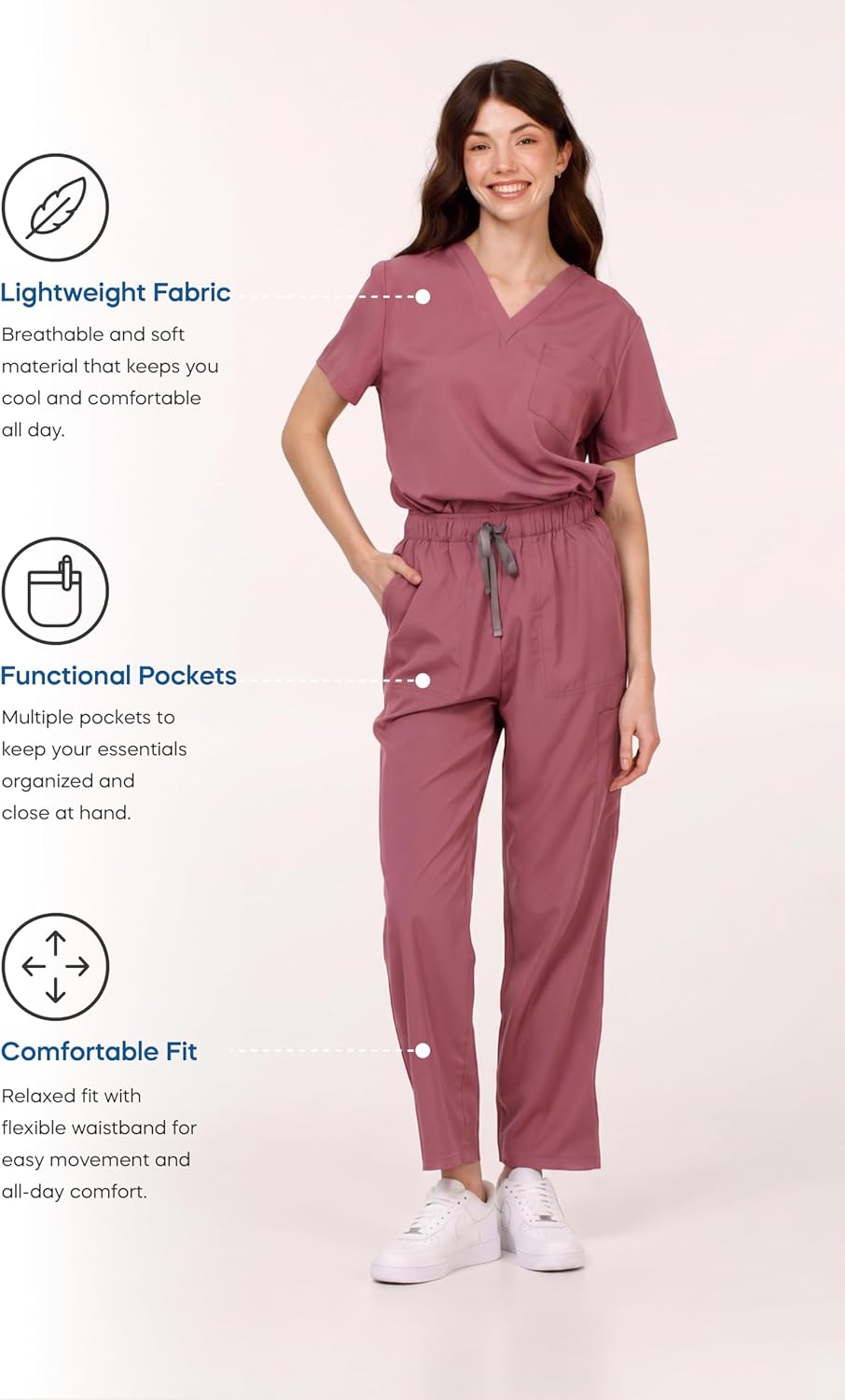 Solid Scrub Sets quick-drying short-sleeve surgical wear for women, workwear for nurses and veterinary clinics.