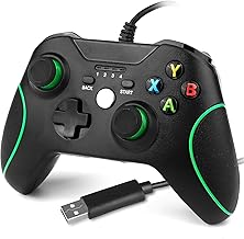 Wired Controller for Xbox One, Xbox one Wired Game Contoller with Dual Vibration and Audio Jack for Xbox One/S/X/Win7,8,10(Black)