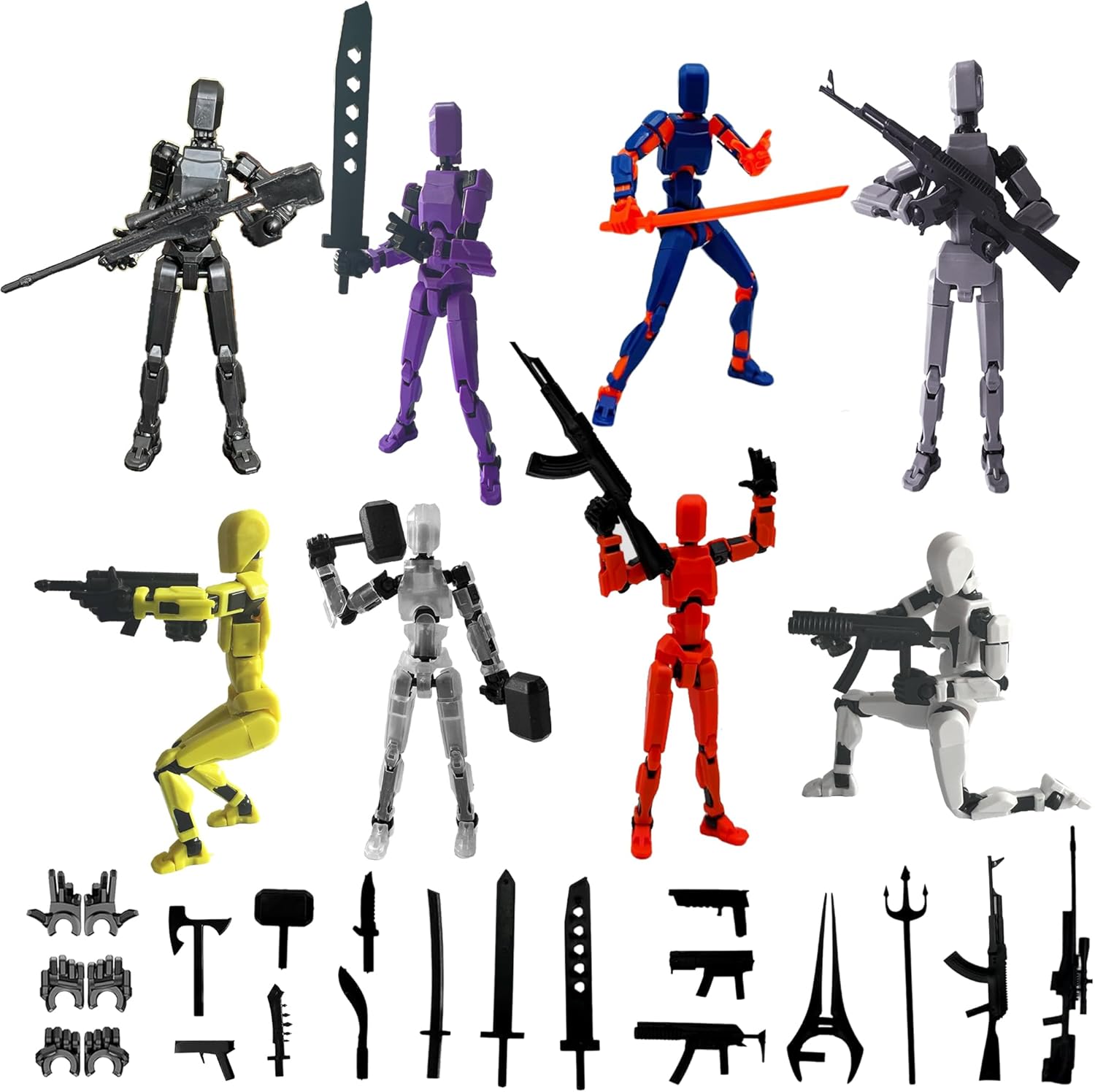 (Assembled) T13 Action Figure Set, 3D Printed Action Figure, Multi-Jointed Movable Dummy 13, T13 Action Figure, Birthday Gifts for Kids, Nova 13 Action Figure for Collectors Desktop Decorations(8pcs)