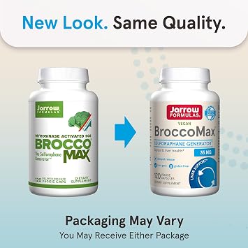 Jarrow Formulas BroccoMax Sulforaphane Generator 35 mg, Sulforaphane Glucosinolate & Myrosinase, Broccoli Seed Supplement for LiverHealth Support, 120 Delayed Release Veggie Capsules, 60 Day Supply