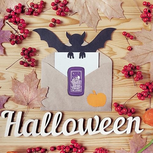 Miniatura 3 de CRASPIRE Sello de cera de Halloween, sello de cera de sellado de calavera, sello rectangular de latón para amantes de 45 × 0.906 in con mango de