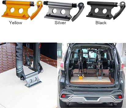Bike Block Fork Mount w/Quick-Release Lever, Aluminum Alloy Bicycle Front Fork Fixed Clip Luggage Rack for Truck Bed/Trailer/Van, Vertical or Horizontal Mounted