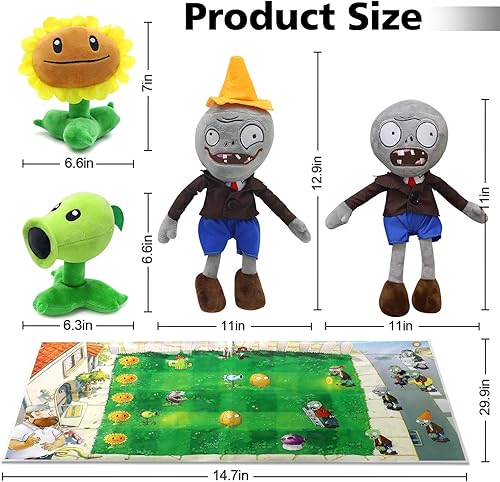 Miniatura 5 de Maikerry Juego de 5 piezas de juguetes de peluche de plantas PVZ, figura suave, gran regalo de cumpleaños para niños y niñas