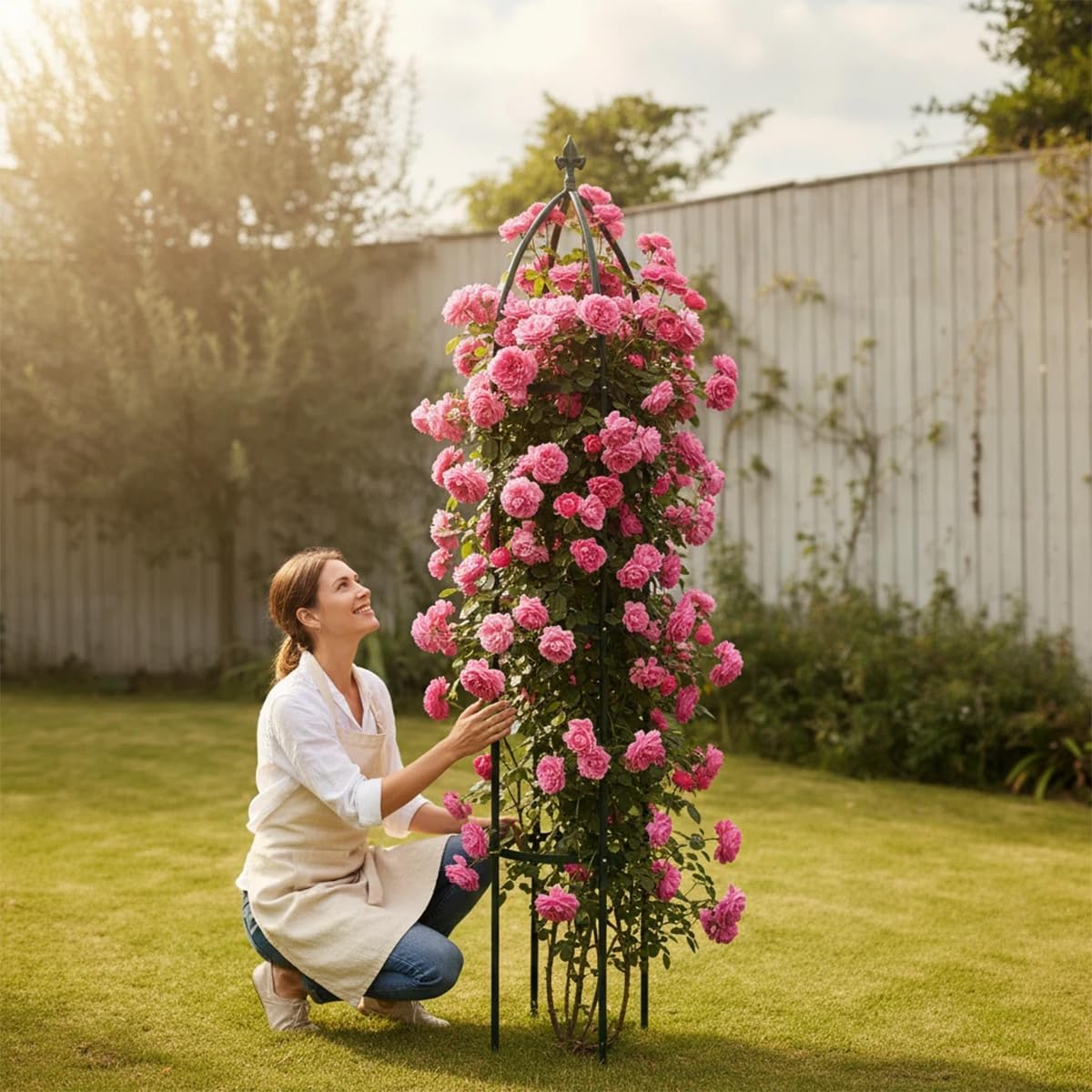 100% metal obelisk garden trellis 6.3 feet tall sturdy plant support for climbing vines and flowers stands,1pc upgrade (green, large) green large