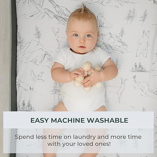 Vista 7 de Pobibaby - Paquete de 2 sábanas ajustadas prémium Pack N Play para paquete estándar y juegos y mini cunas - Mezcla de algodón ultrasuave, elegante