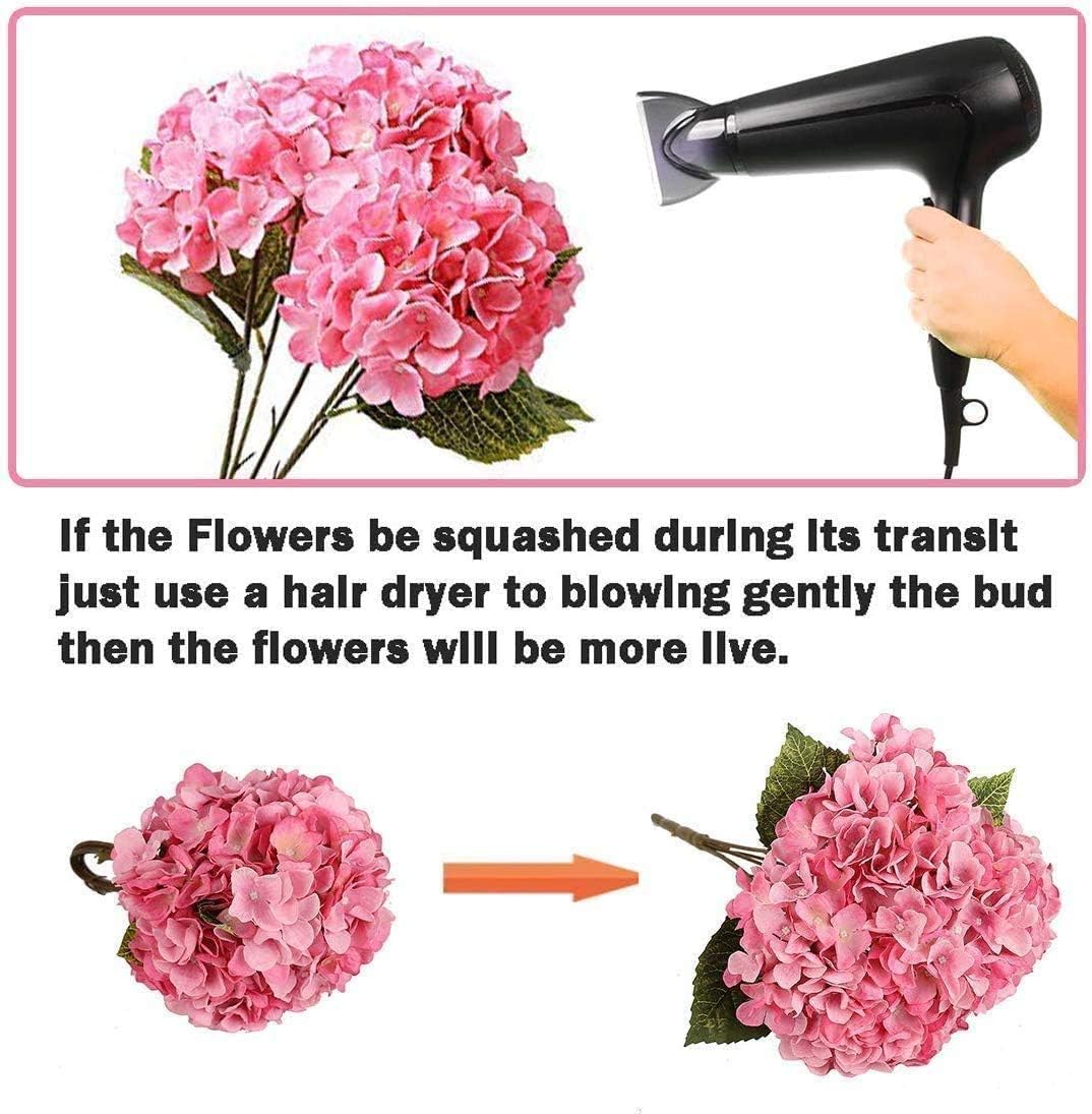 2Bouquets Artificial Fake Flowers Plants Silk Hydrangea Arrangements Wedding Bouquets Decorations Plastic Floral Home Kitchen Garden Party Festival Bar DIY(Champagne-Dusty Pink) - Image 9