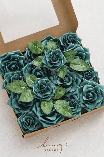 Miniatura 6 de Ling's Moment Flowers Avalanche Rose - 16 flores de durazno de 2.5 pulgadas y 3.5 pulgadas, flores falsas de espuma mixta con tallo