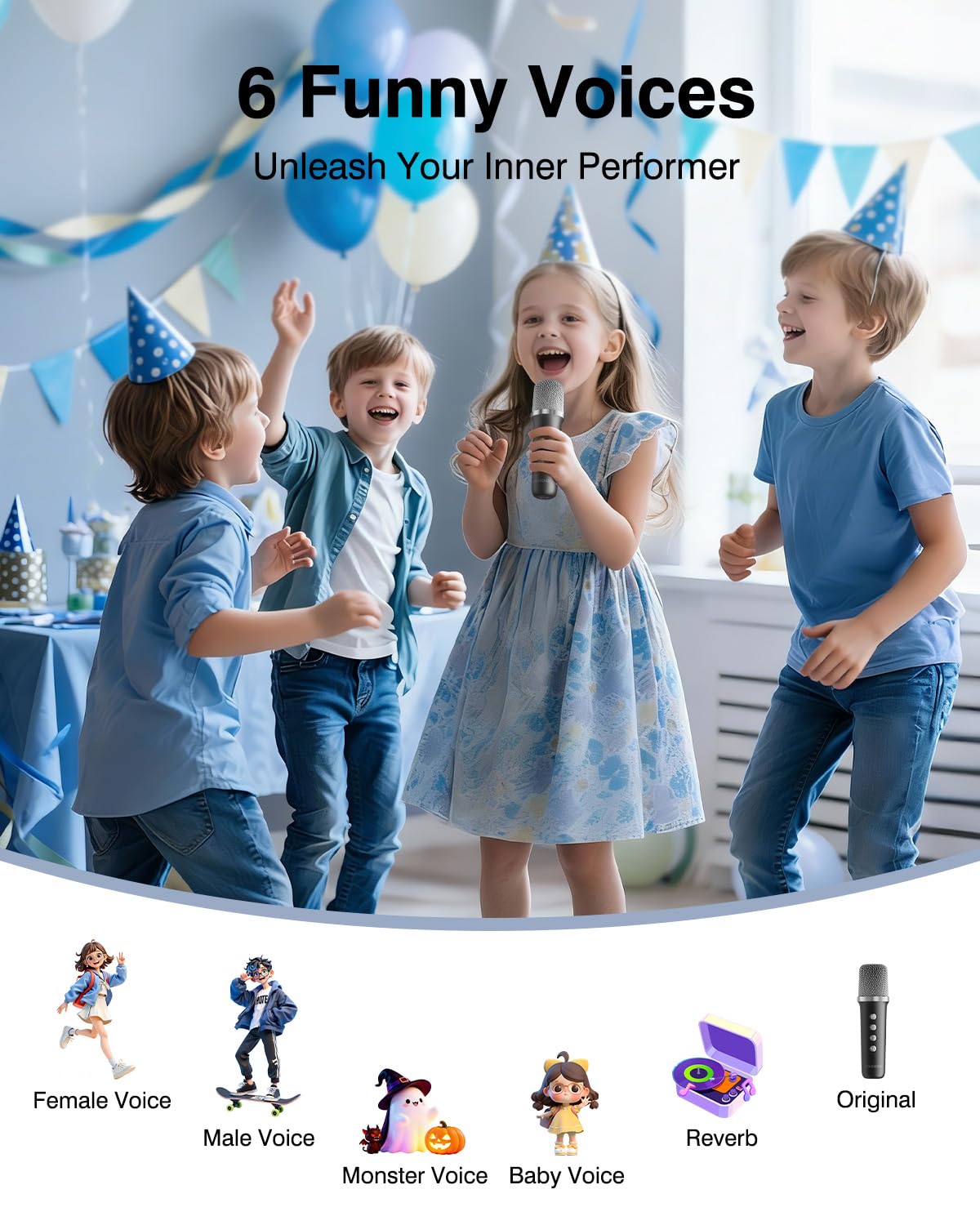 Máquina de karaoke, mini altavoz Bluetooth portátil inalámbrico con 2 micrófonos inalámbricos para adultos y niños, máquina de canto, luces LED de discoteca para viajes, niñas, niños, regalos