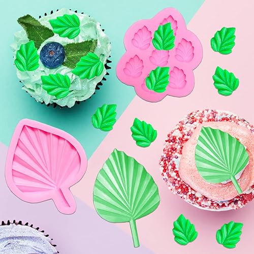 Miniatura 5 de 4 moldes de silicona para fondant, hoja de palma, forma de flor, hoja de chocolate, molde de hojas de chocolate, molde hawaiano de hojas tropicales
