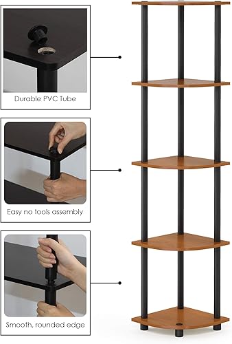 Miniatura 41 de Furinno Turn'n'Tube - Estantería esquinera de 3 niveles multi-propósito Negro/Gris
