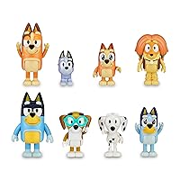 BLUEY - Confezione da 8 figure Famiglia e Compagni del Cole, Figure articolate
