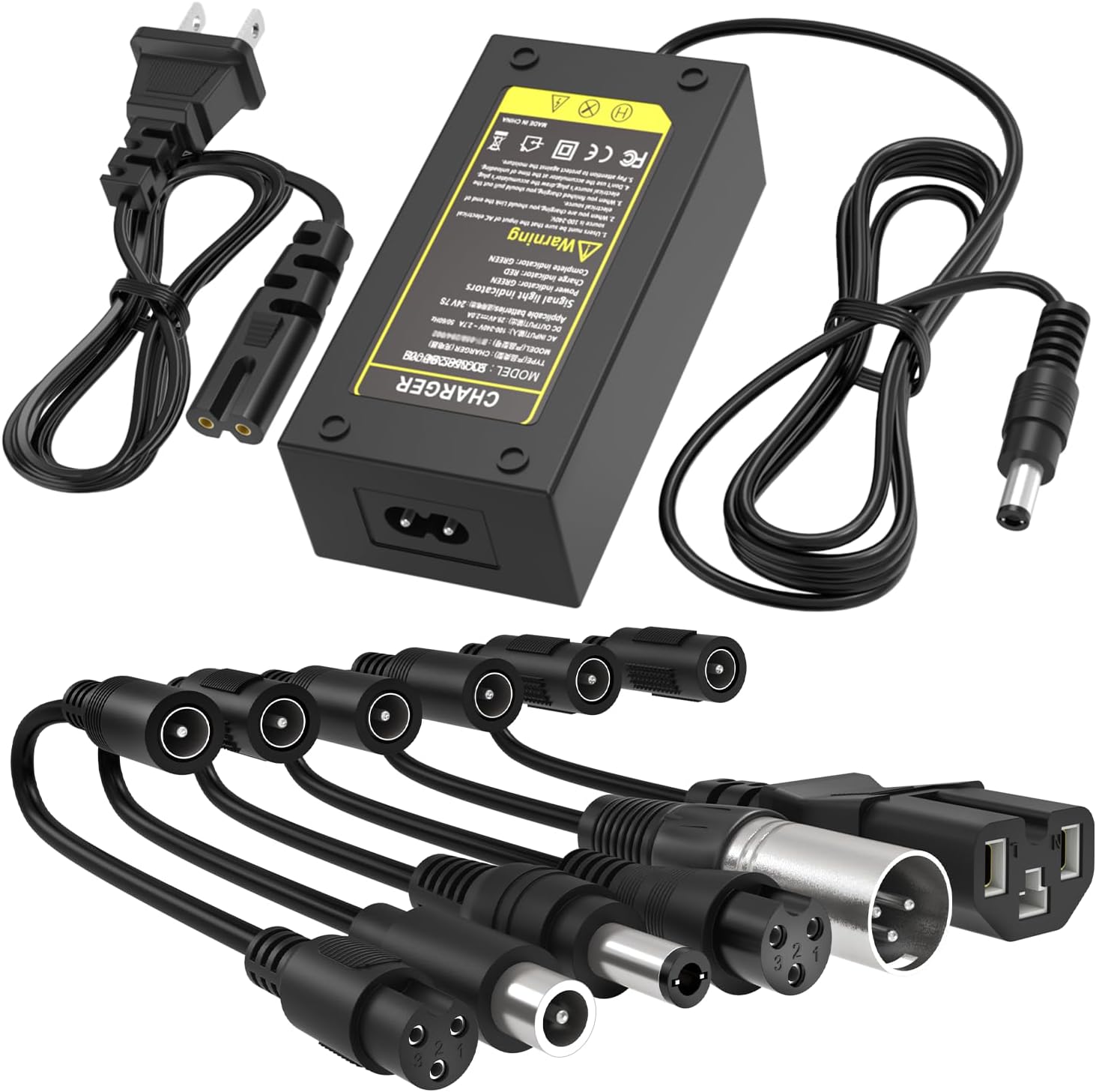 29.4V 2A Battery Charger (6 Plugs) Universal for 24V 25.2V 25.9V Lithium Batteries
