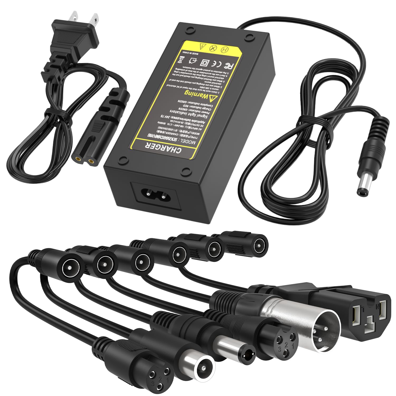 42V 2A Charger with 7 Plugs Universal for 36V Li-ion Battery Fast Charger Replacement for Razor Jetson Voyage