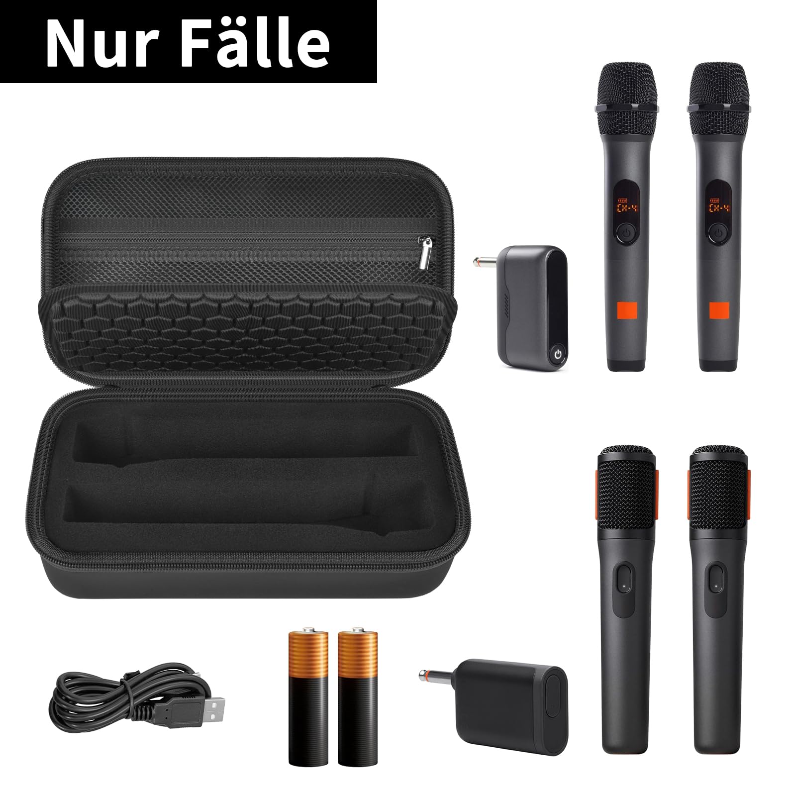 Boobowl JBL sans Fil Compatible sans Fil Micro étui Deux Microphones/pour JBL Partybox, Portable Double Microphone Sac de Voyage de Stockage (boîte Seulement)
