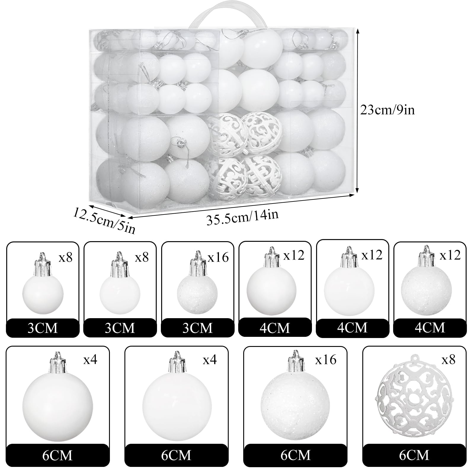 ZFYQ 100Pcs Christmas Tree Baubles, Hanging Baubles 3/4/6 cm - Image 3