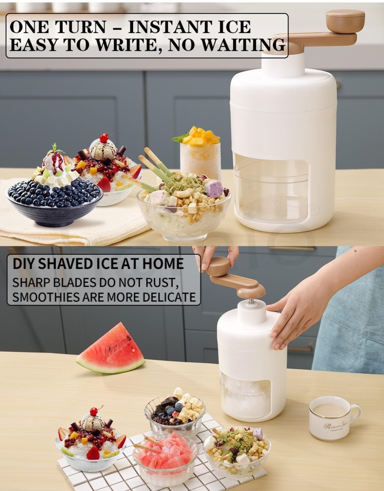 Portable Ice Crusher - Make Snow Cones & Cocktails! -8