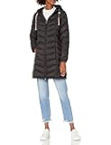 Women's Mid-Length Puffer Hooded Down Jacket with Drawstring Packing Bag