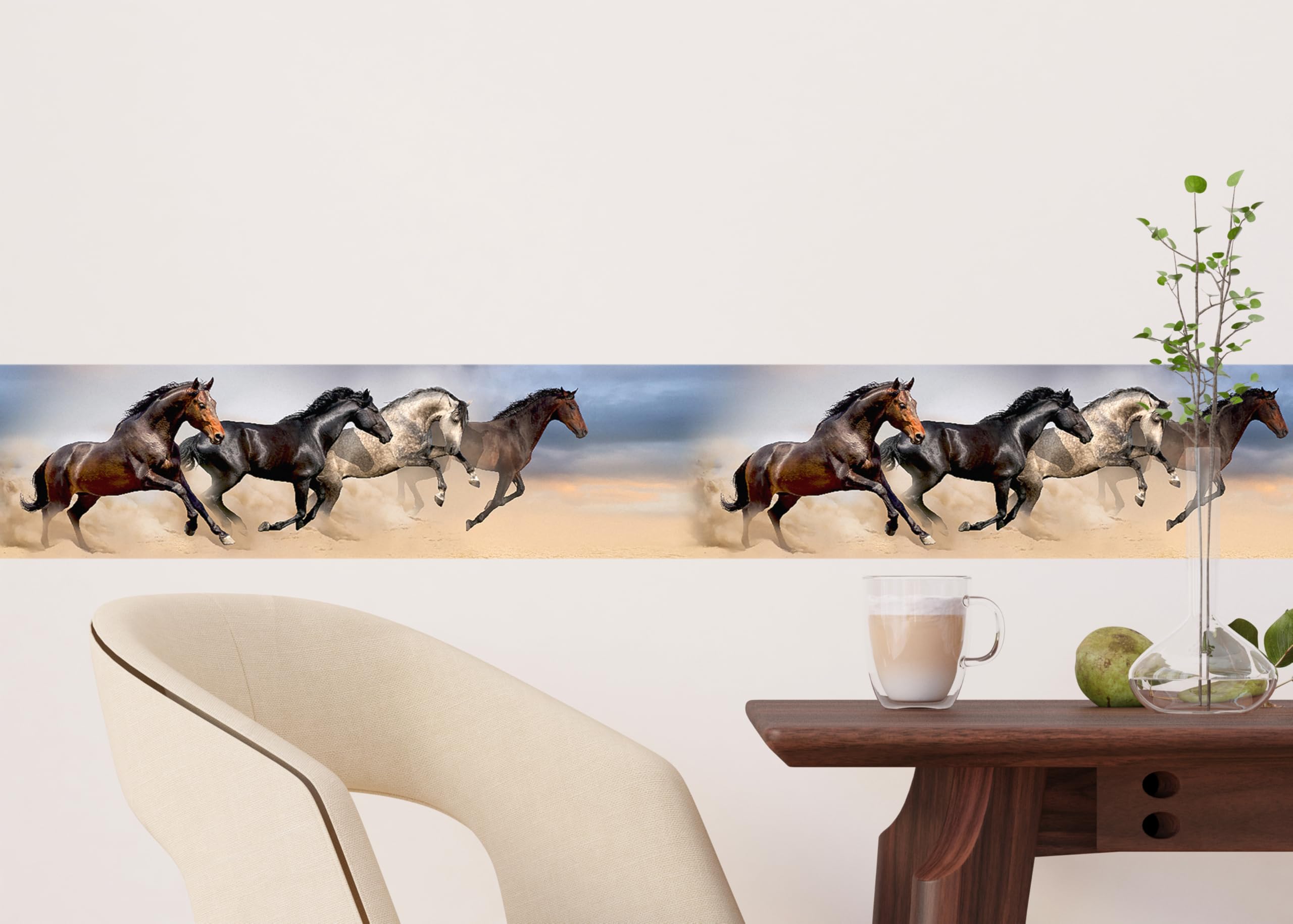 Sticker Mural Frise Autocollante Chevaux AG Design 0,14 x 5 m
