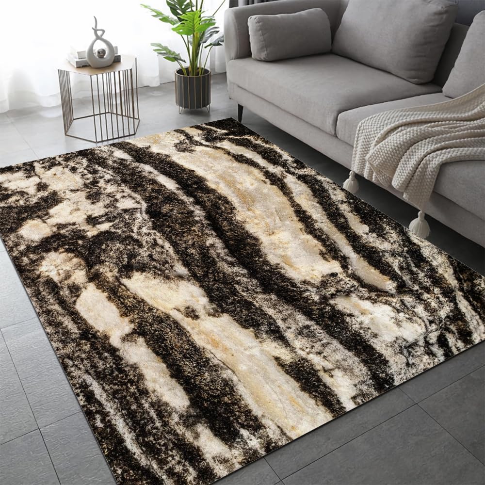 Tapis 3D effet marbre antidérapant et lavable en flanelle douce pour salon 60x120 cm