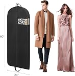 60" Sacs à Robe pour Gowns Long Garment Sacs pour Voyage, 4" Gussettes pour le rangement des vêtements suspendus, Protecteur respirant de la peau pour manteau de fourrure, Robe de mariée, Veste Down, 3 Boîtes