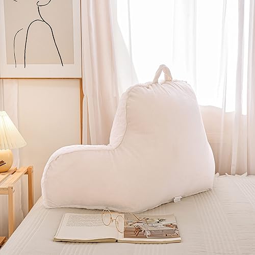 Miniatura 3 de Holawakaka Almohada grande de piel sintética con brazos, almohadas de lectura de piel de conejo perfectas para adultos, hombres, mujeres, brazos,
