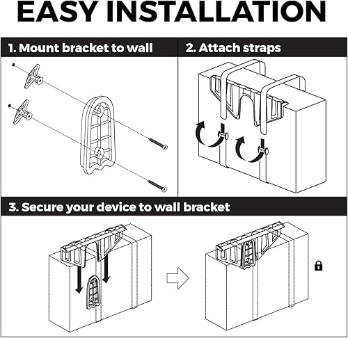 Miniatura 3 de HumanCentric Soporte de pared universal (negro), soporte ajustable para cajas de cable, consolas de juegos, reproductores de DVD, enrutadores,
