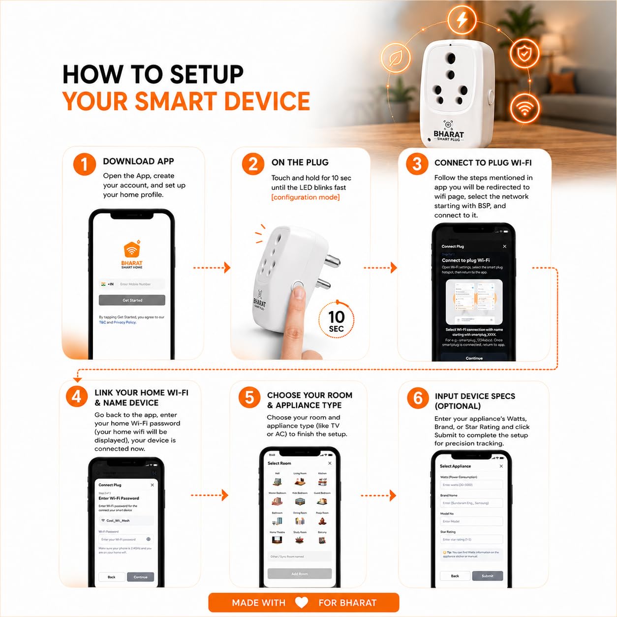 Bharat Smart Plug 16A Heavy Duty | WiFi Alexa Enabled Smart Plug for AC, Geyser, Heater | Energy Monitoring, Timer, Remote Control | No Hub Required | Made in India | Universal Socket — Amazon image 7