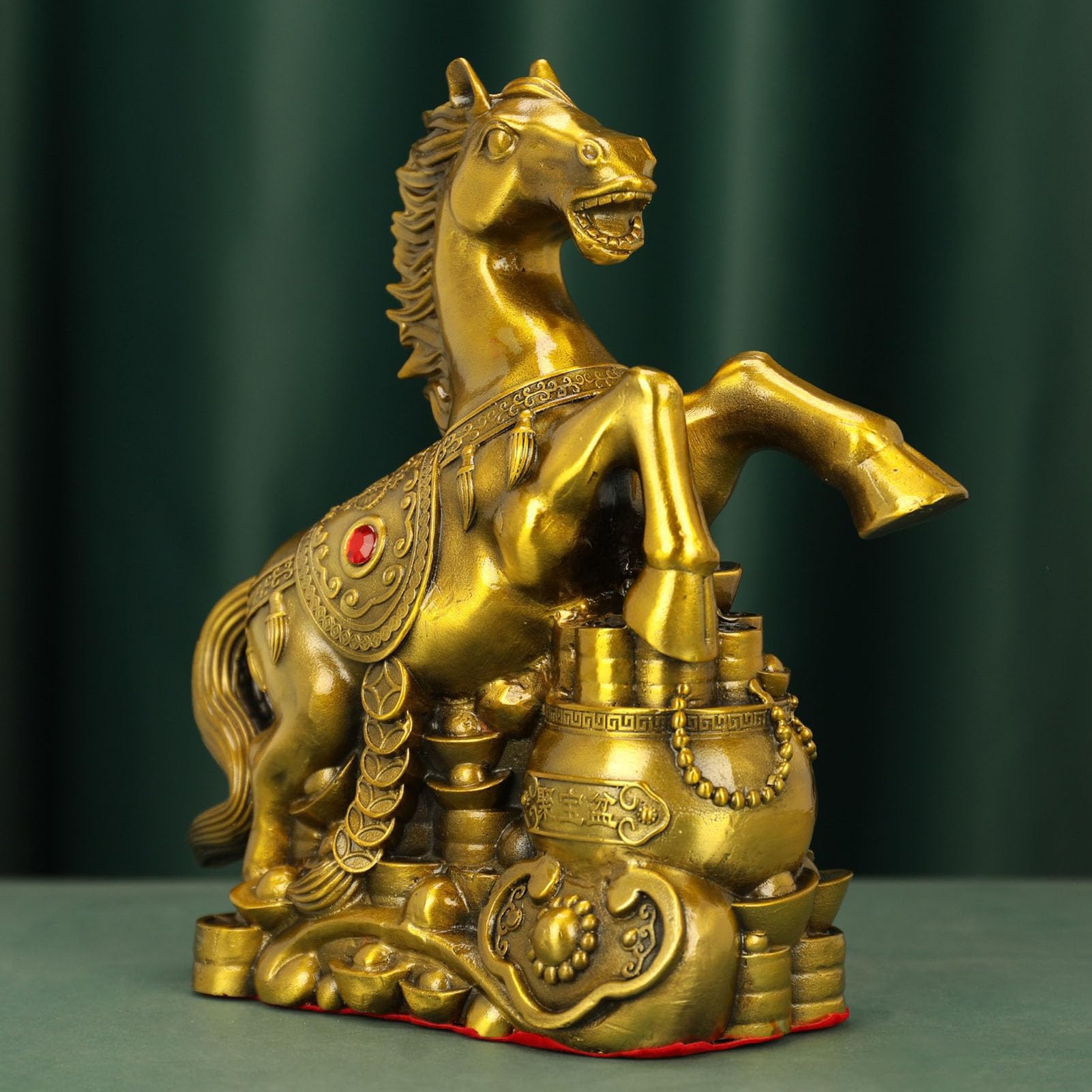 Ozdoba konia na szczęście Chiński posąg zodiaku Bogaty koń Feng Shui Figurka Bóg bogactwa Figurka Dekoracje do domu Figurka Biuro w stylu chińskim Feng Shui Mosiądz,L
