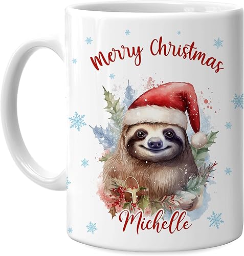 Vista 150 de Hyturtle Regalos personalizados para amantes de las ardillas, con sombrero de Papá Noel, taza de café de cerámica con nombre personalizado, taza
