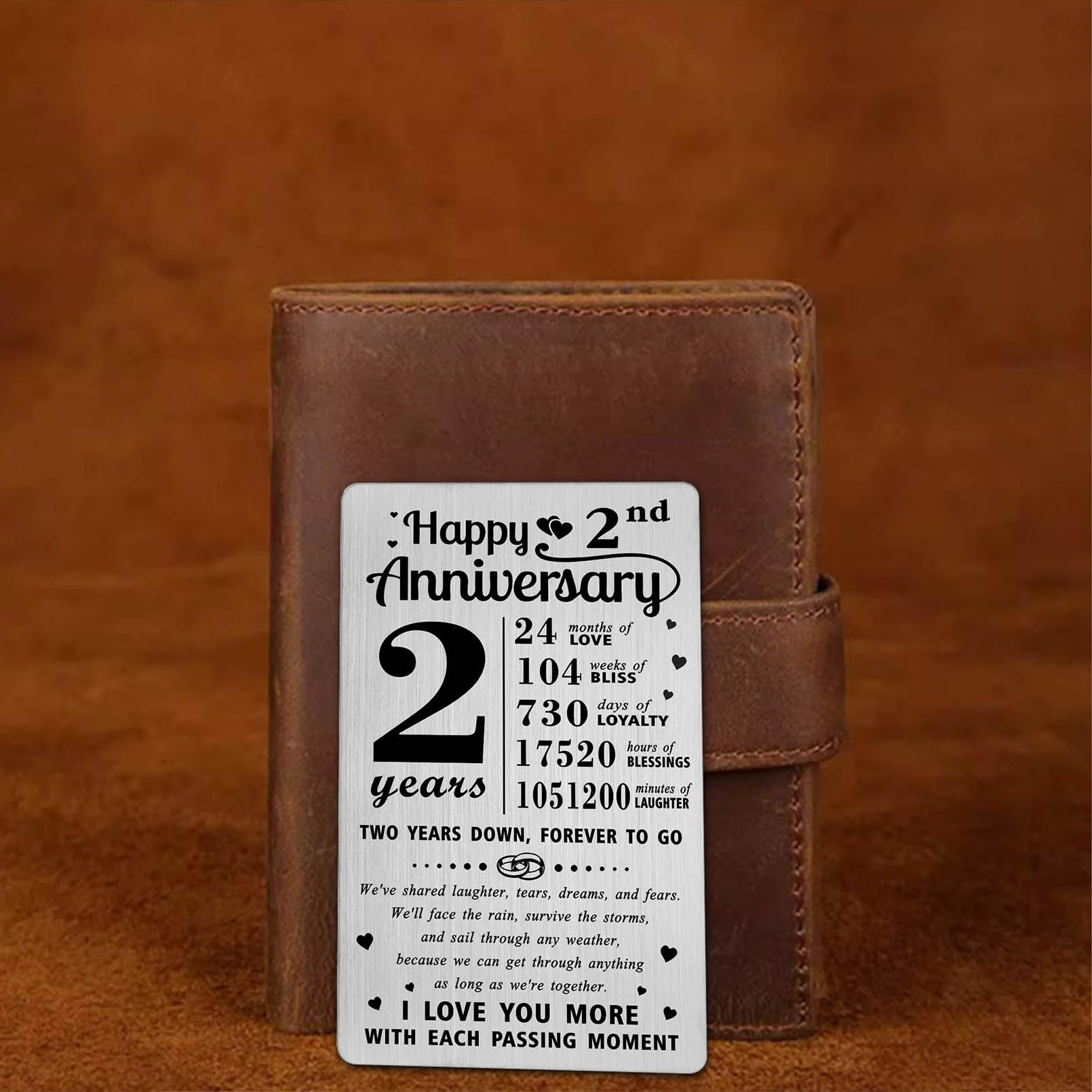Richesele 2nd Anniversary Card, Happy 2 Year Wedding Anniversary Wallet Card - Image 4