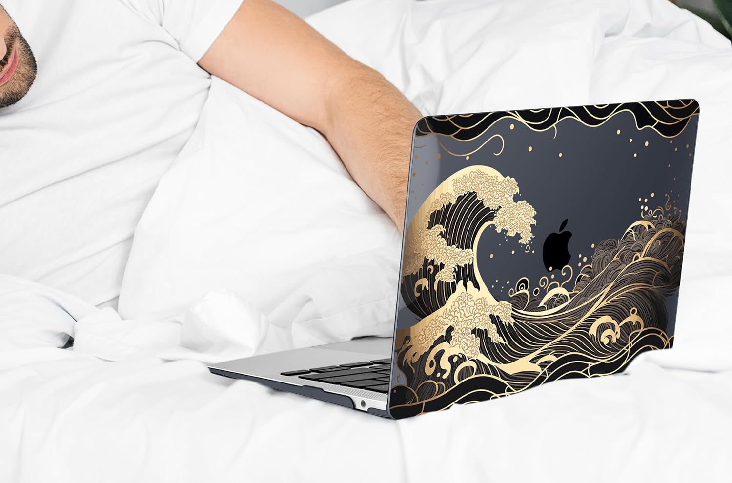 DONGKE Compatible with MacBook Air 13 inch Case 2021 2020 2019 2018 Release A2337 M1 A2179 A1932 with Retina Display Touch ID, Plastic Hard Shell & Keyboard Cover - Golden Wave - Image 8